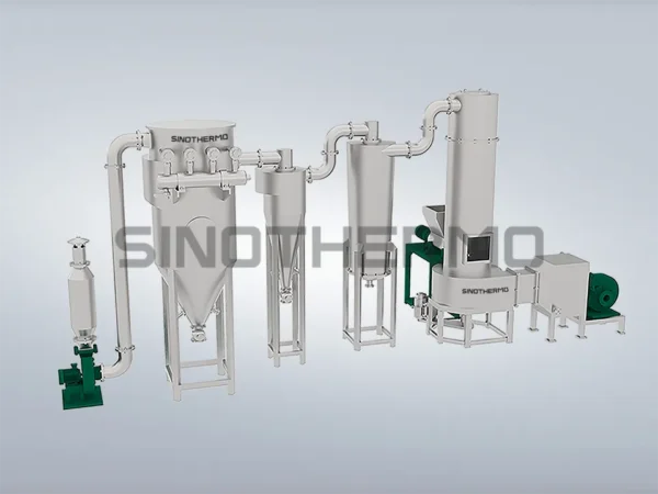 Image of a SINOTHERMO Spin Flash Dryer, an industrial machine designed for rapid drying of materials through spinning and flash drying technology.