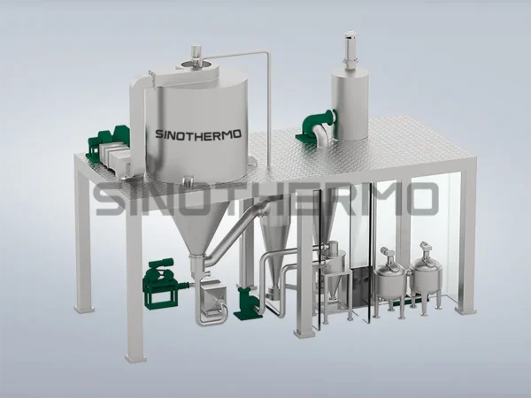 Image of a SINOTHERMO Centrifuge Spray Dryer, an industrial machine designed for rapid drying of materials using centrifugal force and spray drying technology.