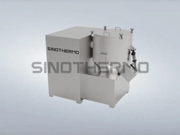 Industrial high speed mixer machine with control panel lights, on a white background.