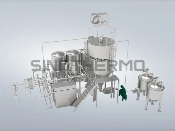 Image of a SINOTHERMO Extract Spray Dryer, an industrial machine designed for efficient drying of liquid extracts into powder form using spray drying technology.