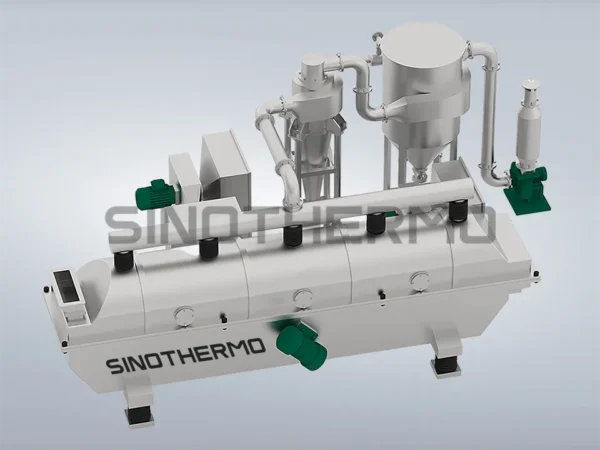 Image of a SINOTHERMO Horizontal Vibrating Fluidized Bed Dryer, an industrial machine designed for efficient drying of materials through horizontal fluidization and vibration.