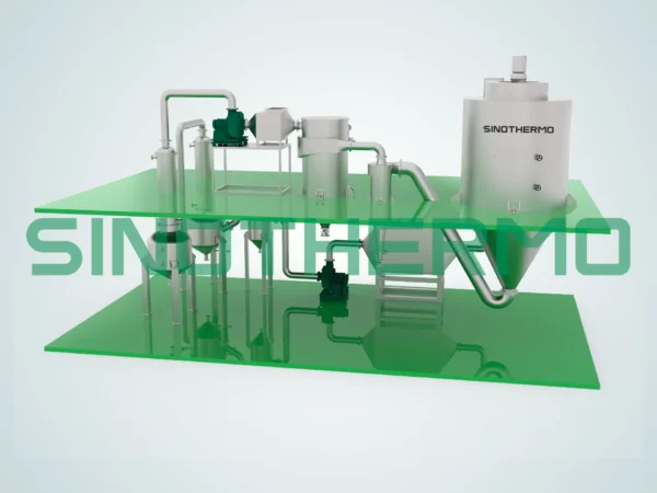 Image of a SINOTHERMO Closed Circulation Spray Dryer, an industrial machine designed for efficient drying of materials through a closed-loop system, ensuring minimal environmental impact and high energy efficiency.