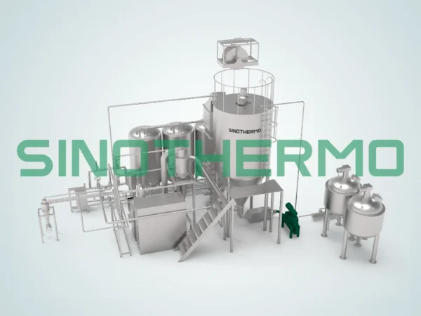 Image of a SINOTHERMO Extract Spray Dryer, an industrial machine designed for efficient drying of liquid extracts into powder form using spray drying technology.