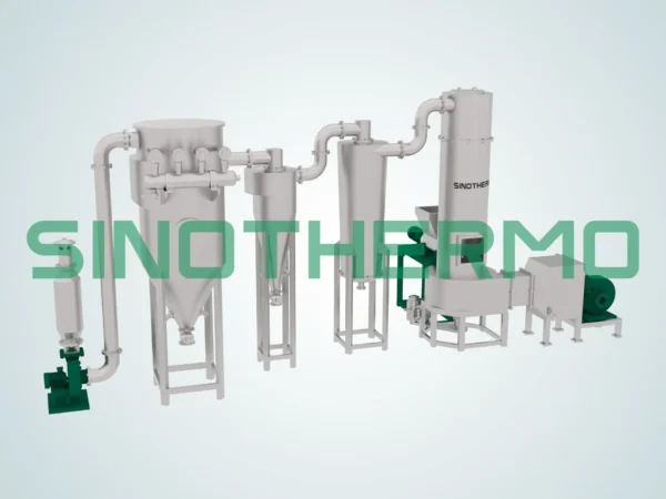 Image of a SINOTHERMO Spin Flash Dryer, an industrial machine designed for rapid drying of materials through spinning and flash drying technology.